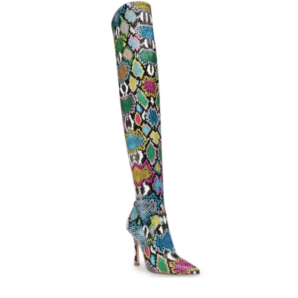 Steve Madden Vanquish Multi color snake thigh high boots